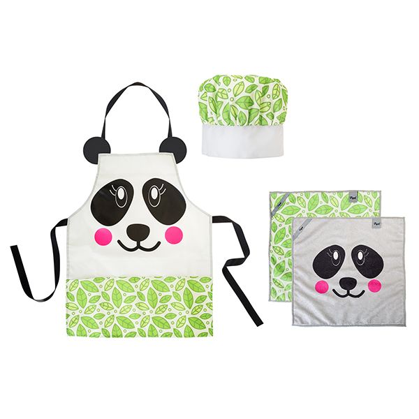 DELANTAL+GORRO+2PAÑOS PANDA KID -