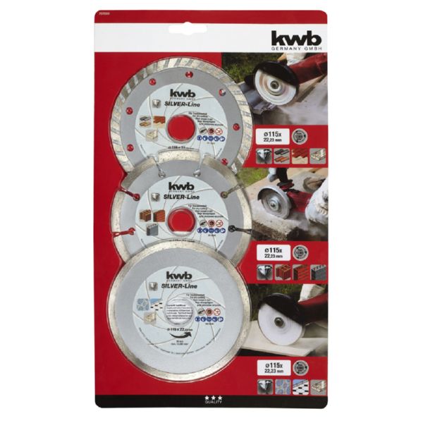 KWB-DISCO DIAMANTE JGO 3 UDS SURTIDO 115 mm